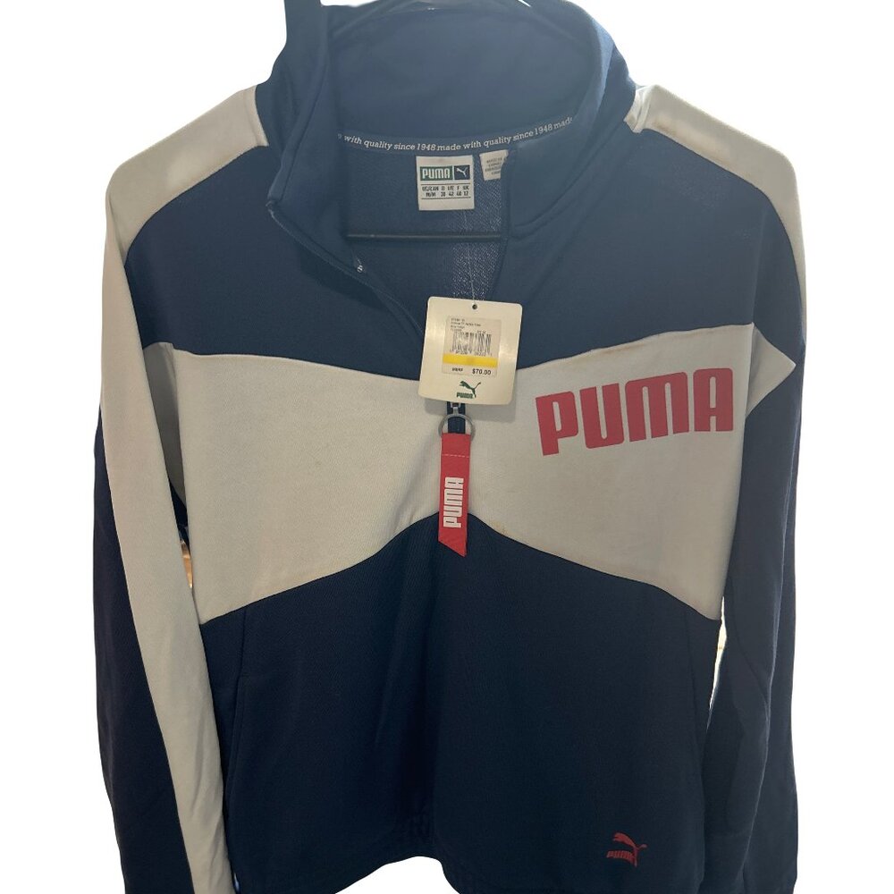 🆕️PUMA Logo Half-Zip Pullover Womens size M NWT